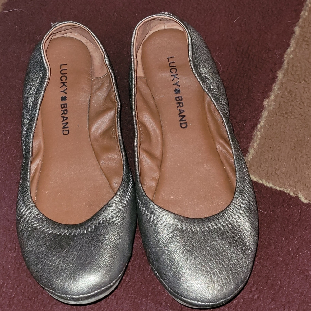 Metallic pewter ballet flats size 6m Lucky Brand